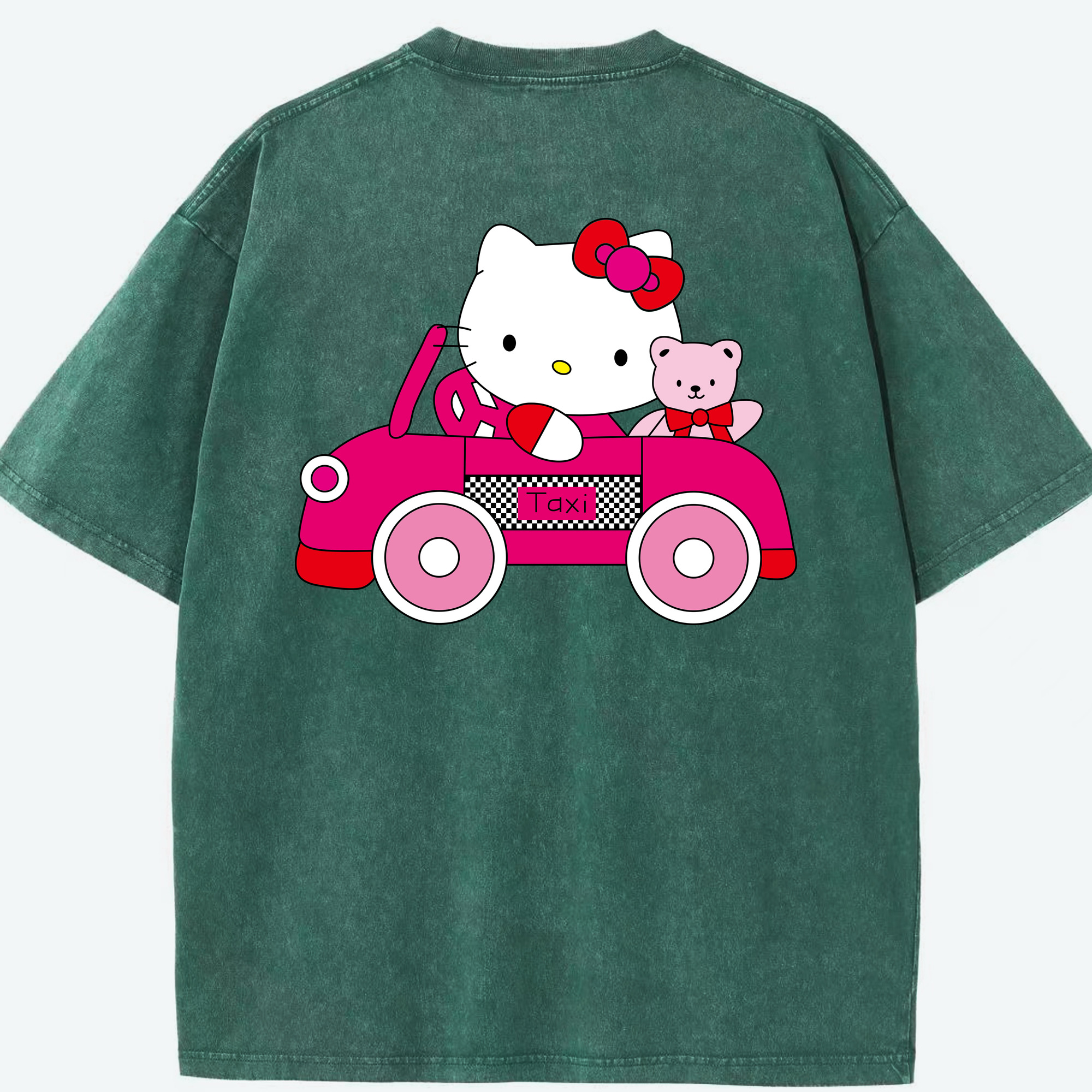（画像用） Hello Kitty ハローキティ 綿100% ヴィンテージ風 半袖Tシャツ（背面プリント）
